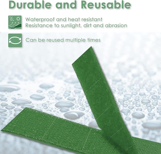 Garden Tie Green Strap Plant Supports Gentle on Plants Pre-Cut Design Tearable Reusable Sturdy Multi-Purpose for Home Garden Balcony Office (32.8ft × 0.6 inch, Green 2 Packs)