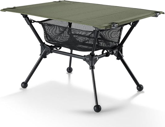 ONETIGRIS Dipper Camping Table, Lightweight Portable Folding Table with Mesh Storage Net, High/Low Options, Ideal for Camping, Hiking, Tailgating, Beach, Picnic, Travel, Backyard