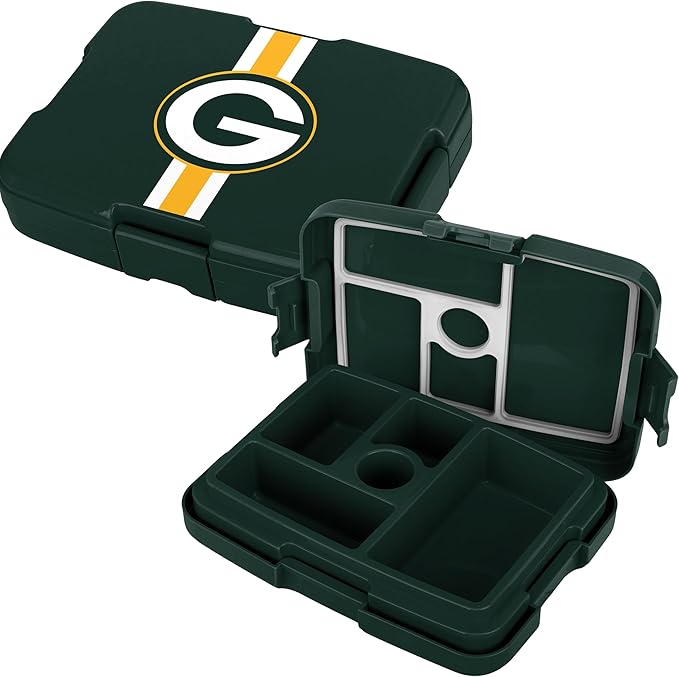 FOCO NFL Unisex-Adult Officially Licensed Team Color Stripe Primary Logo Football Leak Proof 5 Compartment Bento Lunch Box - Green Bay Packers