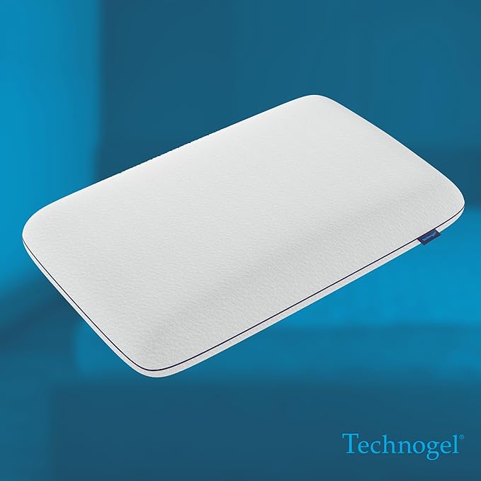 Technogel Deluxe Cooling Gel Pillow - Patented Cooling Technology, Odorless Memory Foam – Breatable Ergonomic Support for Stomach Sleepers with Washable Cover, 3.5" (Thin)