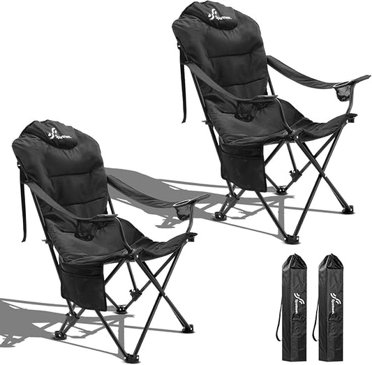 Sportneer Folding Camping Chair: 3 Adjustable Angle Camping Chair with Backrest Headrest & Carry Bag - Portable Folding Chair for Camping Outdoor, 2 Pack