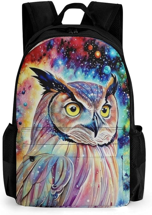 Lightweight Rucksacks for Climbing Outdoors Walking Cycling, Large Capacity Anti-Theft Multipurpose Carry On Bag, Owl Space Cartoon Camping Outdoor Backpack