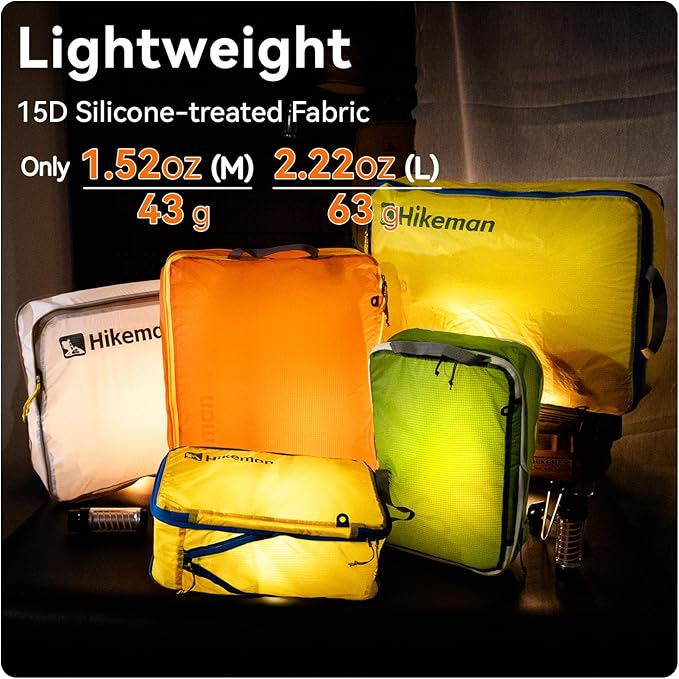 HIKEMAN Ultralight Compression Packing Cubes Lightweight Compression Bags for Camping or Backpacking 40% Space-Saving Compression zippers durable Water-Resistant Fabric (Blue, Large)