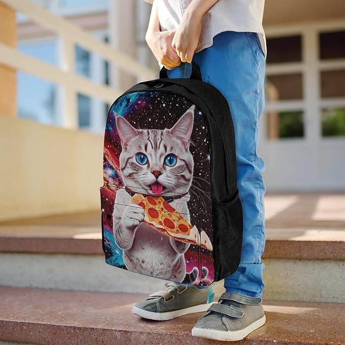 Supdreamc Lightweight Daypack Backpack for Trekking Work Running, Big Capacity Multipurpose Anti-Theft Bookbag, Galaxy Taco Cat Pizza Business Computer Bag