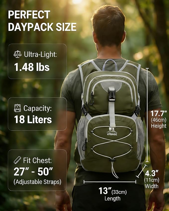 Hydration Backpack with 2L Bladder – Thermal Insulated Water Pack for Hiking, Skiing, Running – Lightweight Daypack for Men & Women, Soft-Lined Sunglasses Pocket & Large Waist Pockets