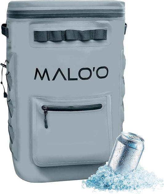Malo'o Pro Adventure Insulated Backpack Cooler Holds 30 Cans for 48 Hours - Perfect for Camping, Hiking, Fishing, Kayaking, Sports, or Beach