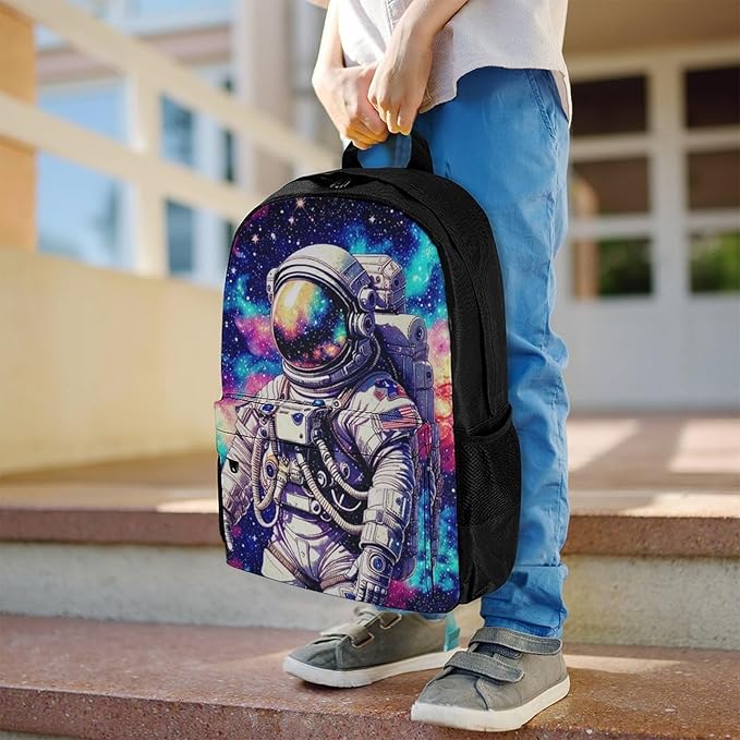 Supdreamc Lightweight Backpack for Gym Travel Bicycle, Big Capacity Multipurpose Anti-Theft Carry On Bag, Space Astronaut Galaxy Starry Art Travel Hiking Bag Day Pack