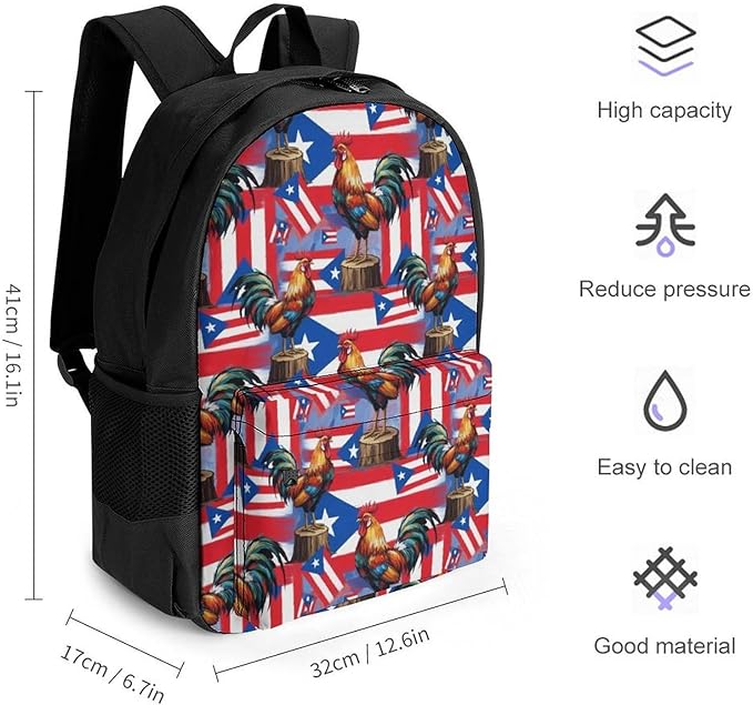 Lightweight Rucksacks for Climbing Outdoors Walking Cycling, Large Capacity Anti-Theft Multipurpose Carry On Bag, Pride Rooter And Ameican Puerto Rico Flag Camping Outdoor Backpack