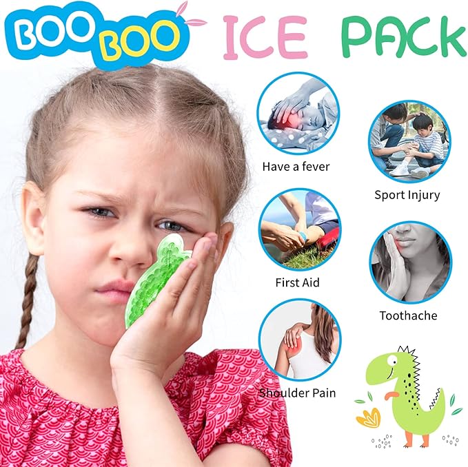 5 PCS Boo Boo Ice Packs, Kid Reusable Ice Pack, Auxiliary Fever Reduction, Hot Cold Pack for Kids Injuries, Wisdom Teeth, Baby Colic, Gas and Upset Stomach, Pain Relief, Fever, Headaches