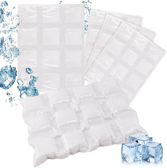 20 Packs Ice Pack Sheets for Coolers, Reusable Dry Ice Pack for Lunch Bag, Flexible Freezer Packs Cold Sheets Cube Ice Blankets Packs for Camping Beach Beverages Cold Food Fresh