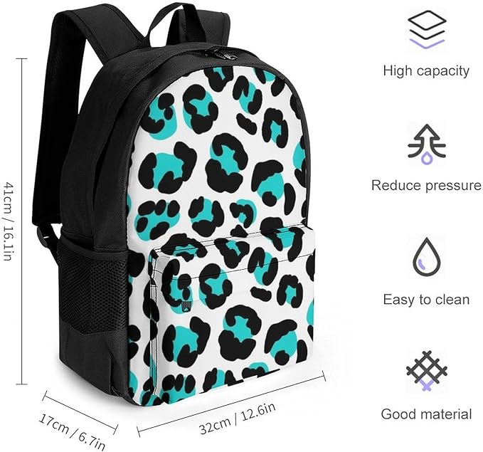 Lightweight Rucksacks for Camping Picnic Walking Cycling, Large Capacity Multipurpose Anti-Theft Carry On Bag, Cheetah Blue And Black Leopard Travel Hiking Camping Rucksack