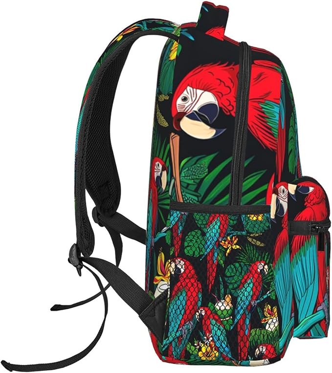Lightweight Rucksack for Sports Travel Running, Big Capacity Multipurpose Anti-Theft Bookbag, Macaw And Tropical Cocktail Art Travel and Sport Backpack Rucksack
