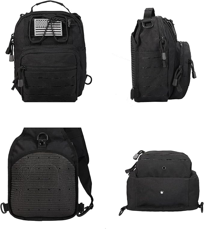 BOMTURN Tactical Backpack-1000D Waterproof Military Backpack/Laser-Cut/CCW Bags Sling Bag Tactical Satchel Shoulder Bag Men