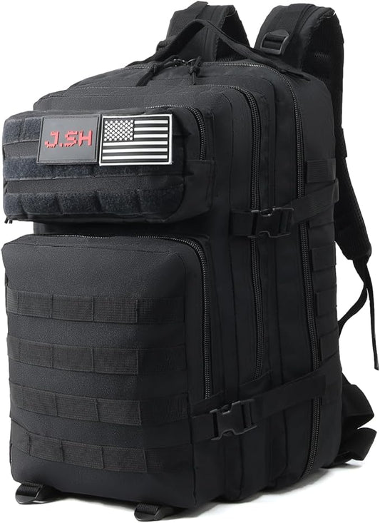 J.SH Large Military Tactical Backpack for Men, Army Assault Pack Bag with MOLLE System, 3-Day Bug Out Bag for Outdoor Hiking, Gym, Tactical Missions, Rugged Survival & Outdoor Rescue - 45L Black