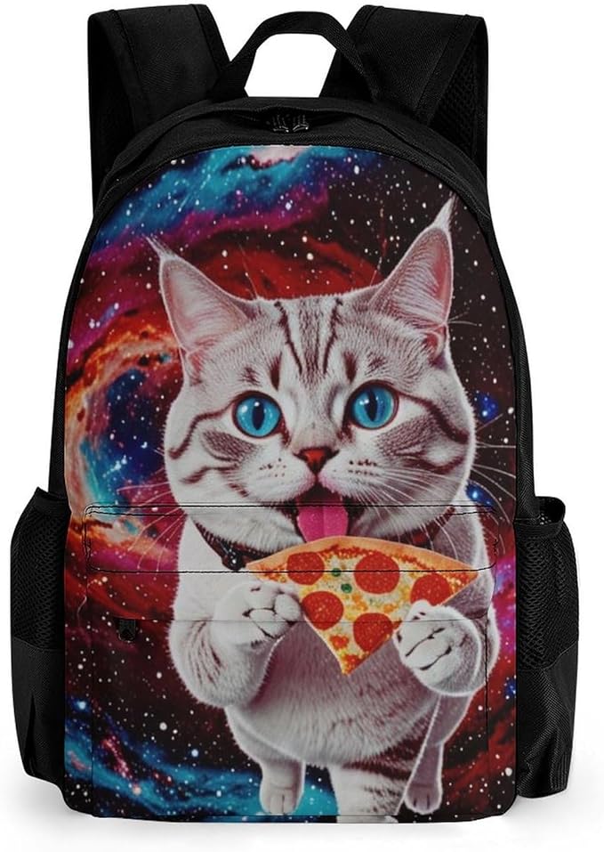 Supdreamc Daypack Backpack Multipurpose Anti-Theft Large Capacity Bookbag, Galaxy Taco Cat Pizza Travel Hiking Camping Rucksack With Adjustable Shoulder Straps
