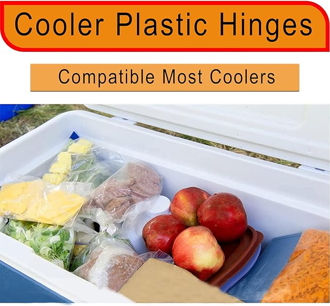 Ansook Cooler Replacement Plastic Hinges & Screws Set - Compatible with Coleman Coolers 5253 6262 6270 Cooler Hinges Replacement - for Rubbermaid Cooler Hinges (Set of 4)