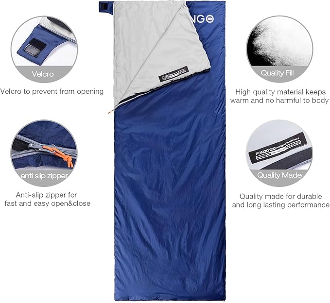 Ultralight Sleeping Bag - Envelope Lightweight Portable, Waterproof, Comfort with Compression Sack - Great for 3 Season Traveling, Camping, Hiking