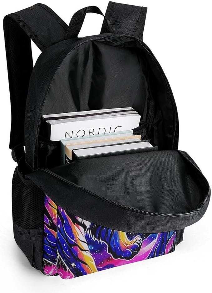 Supdreamc Daypack Backpack Anti-Theft Multipurpose Big Capacity Bookbag, Cool Tiger Universe Surreal Style Art Business Computer Bag With Side Pockets