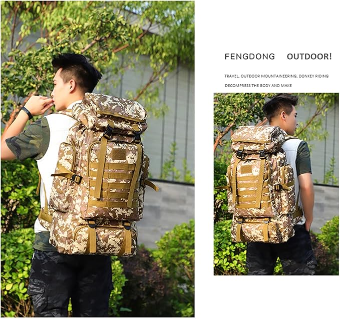 YFREAL 80L Hiking Camping Backpack,Hunting Backpack for Outdoor,Backpack Waterproof,Tactical Backpack for Men Women