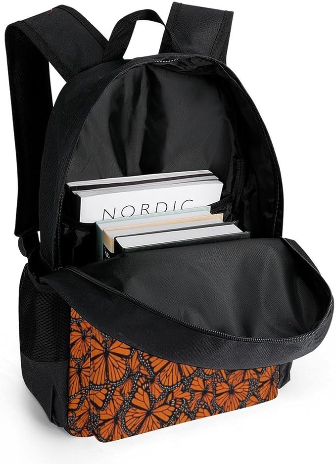 Rucksack Multipurpose Anti-Theft Big Capacity Shoulder Bag, Beautiful Monarch Butterfly Travel Hiking Camping Rucksack With Side Pockets