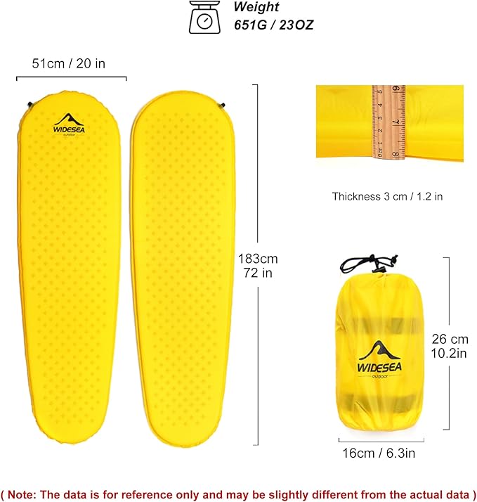 widesea Camping Inflatable Sleeping Pad Sleeping Pad for Camping Ultralight Backpacking pad, Sleeping Mat for Hiking, Traveling Outdoor Activities