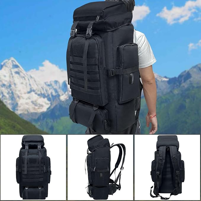 80L/100L Hiking Camping Backpack Outdoor Travel Climbing Rucksack Military Trekking Knapsack Molle 3 Days Assault Pack