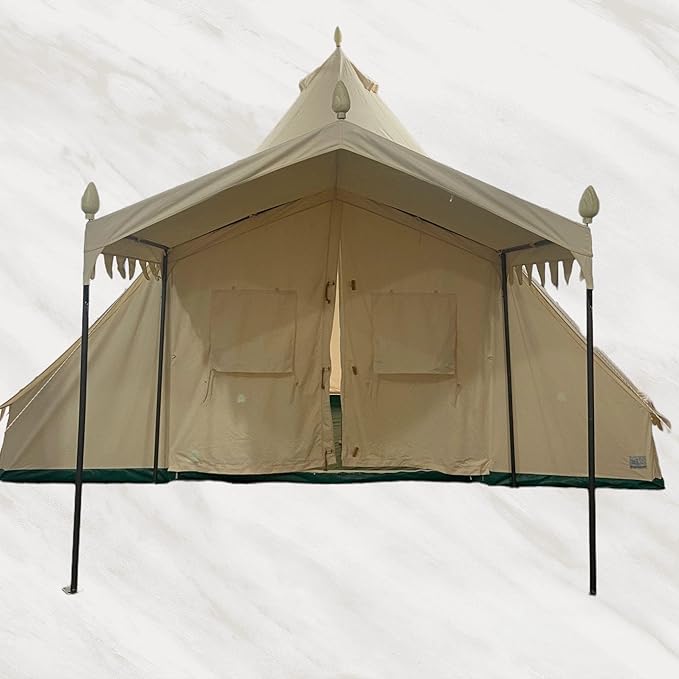 19.68 * 13.1ft Canvas Tent Bell Tent Glamping, 4 Seasons Yurt Tent for Camping, Heavy Cotton Canvas Tent for Family Camping, Outdoor Hunting, Bell Tent with 8.53ft*6.56ft Porch