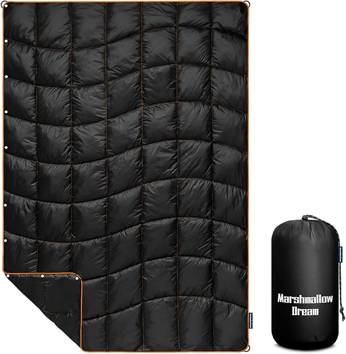 Camping Blanket, Packable Puffy Blanket Down Alternative Blanket Lightweight Windproof Water Resistant for Outdoors,Hiking, Backpacking,Beach,Car,Picnic,Stadium 52x75in