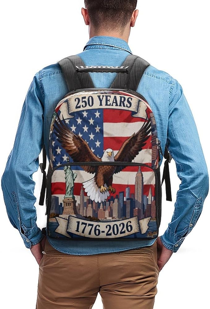 Adults Lightweight 250th Anniversary 1776-2026 Patriotic Eagle Art Shoulder Book Bags Big Capacity Shoulder Bag With Adjustable Shoulder Straps for Trekking Work Walking Cycling