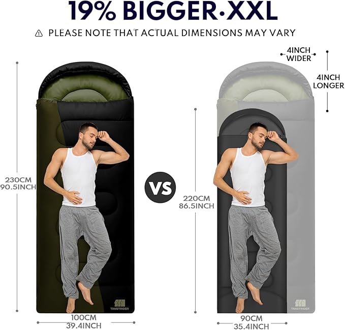 0 Degree XXL Sleeping Bags for Adults Cold Weather,Camping Sleeping Bag with Compression Sack for Winter Hiking, Hunting,Traveling
