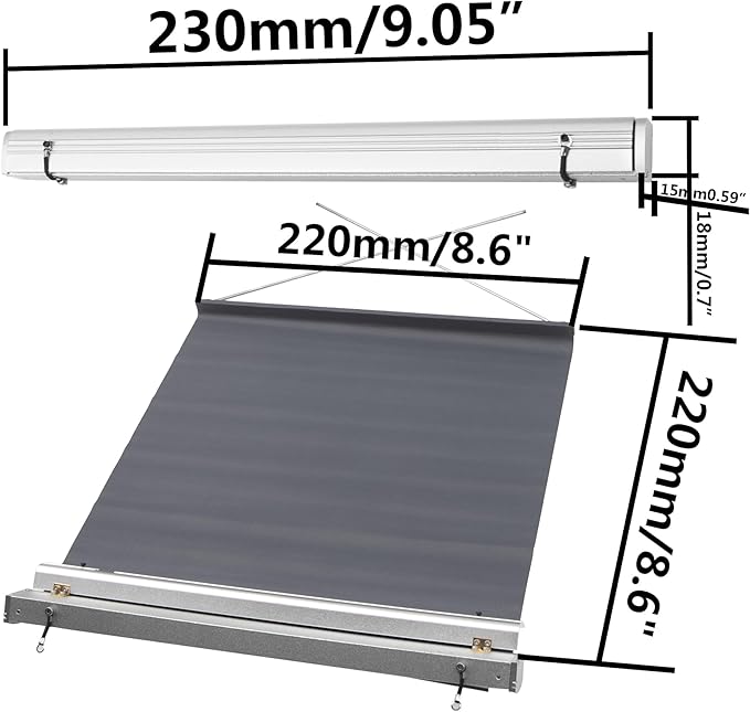 8.6" x8.6" RC Car Simulation Side Car Roof Top Tent Rain Canopy Sunshade Decoration Accessory Compatible with Traxxas TRX4 Axial SCX10 Tamiya Arrma D90 1/10 RC Crawler (Silver)