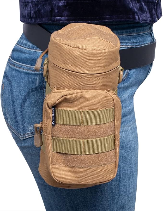 Molle Water Bottle Holder, Tactical Water Bottle Pouches for Backpack with D-Ring Hook