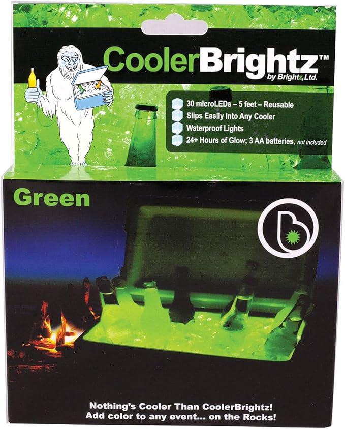 Brightz CoolerBrightz LED Cooler Light Rope - Green - Waterproof Ice Chest Rope Light for Cooler - Colorful Bright Micro-LED Lights - Compatible with Yeti, ORCA, Igloo, Coleman and Ozark Ice Chests