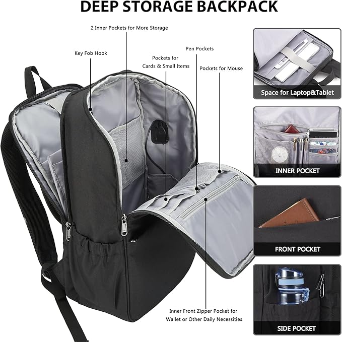 MAXTOP Travel Laptop Backpack with USB Charging Port Anti-Theft[Water Resistant] College Bookbag Fits 18.4 Inch Laptop