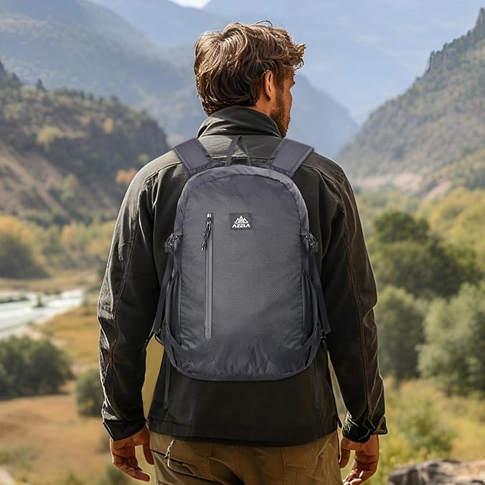 20L Packable Backpack Lightweight Waterproof Foldable Daypack Hiking Daypack for Men Women Reusable Packable Bag Outdoor Camping Hiking Travel Cycling (Black)