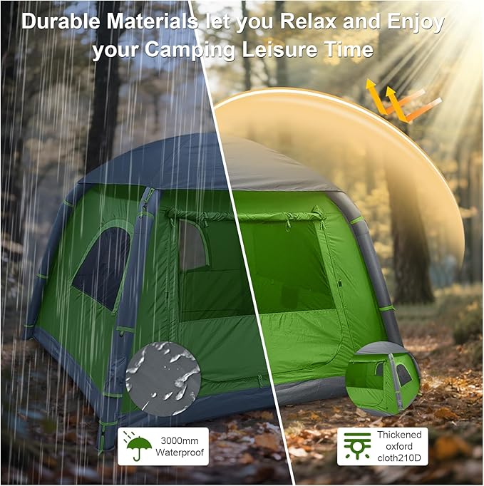 Inflatable Tents for Camping,2/4 Person Easy Setup Blow Up Tents for 4 Seasons Waterproof InflatableTent for Camping, Air Glamping Tents for Camping Adult