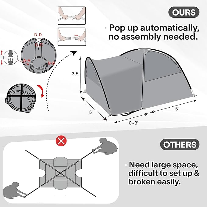 EighteenTek Truck Tent Bed Pickup Camping 2 Person Camper Shell Pop Up Automatic Setup Waterproof PU2000mm Double Layer Rainfly Adjustable 5 5.5 6 6.5 8 ft