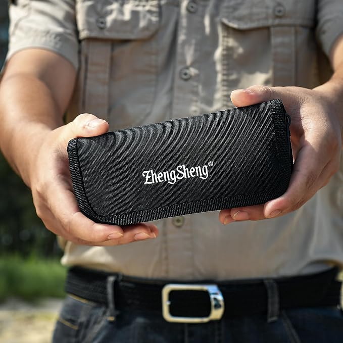 Folding Chef Knife with Nylon Pouch 4.8” Ultra Sharp 440A Stainless Steel Blade Natural Olive Handle Pocket Foldable Japanese Style Kitchen Knife for Outdoor Camping BBQ trip Cooking.