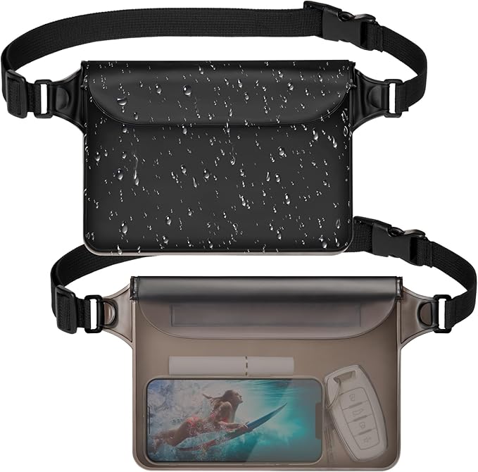 F-color Waterproof Fanny Pack - Cruise Essentials 2026 - Waterproof Pouch with Adjustable Waist Strap, Triple Zipper Roll-Top Dry Bag for Phone, Keep Passport Valuables Dry for Beach Kayaking Boating