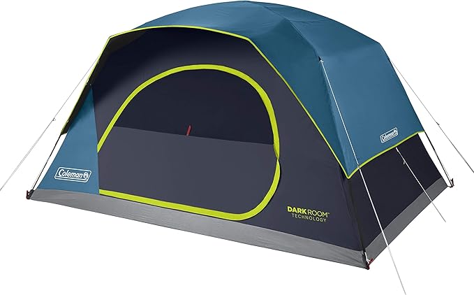 Coleman 4/6/8/10 Person Skydome Dark Room Tent with Rainfly, 5 Minute Setup, Blocks 90% of Sunlight, 20% More Headroom Than Traditional Tents