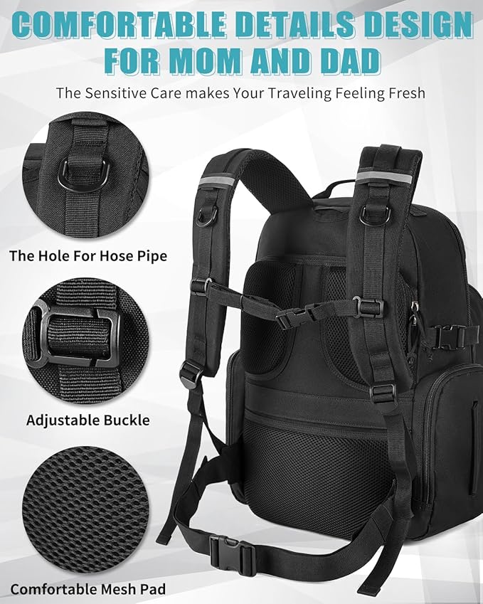 SHARKMOUTH Mens Military Diaper Bag - Military Baby Backpack with Insulated Bottle Pouches for Outdoor-Loving Dads - Changing Pad & MOLLE System for Camping, Hiking Travel
