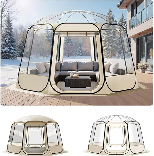VEVOR Pop up Sports Tent, 8 Sizes Optional Clear Bubble Tent for 1-6 Person, Waterproof Outdoor Pod with Floor Mat & Top Cover, Garden Igloo Dome Tents Camping Shelter for Sports Watching