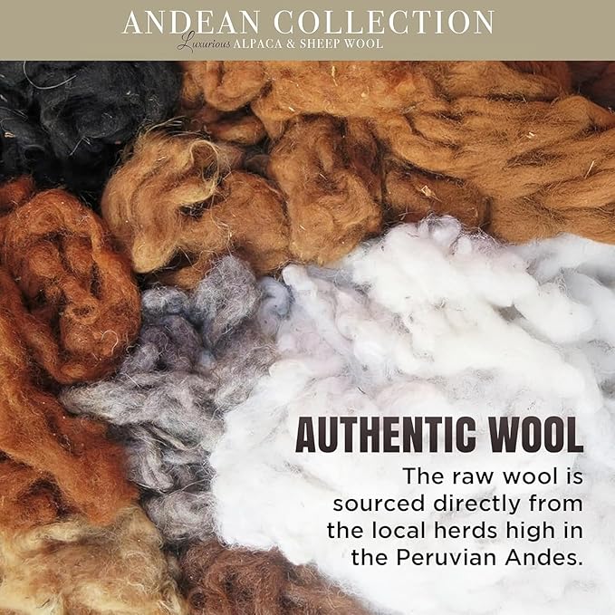 Natural Alpaca & Sheep Wool Blanket – Woven, Made in Peru - Full/Queen Size – Heavyweight Warmth, Thick, Breathable, Natural Texture & Scent, 72 x 88 Inches, 4.2 lbs
