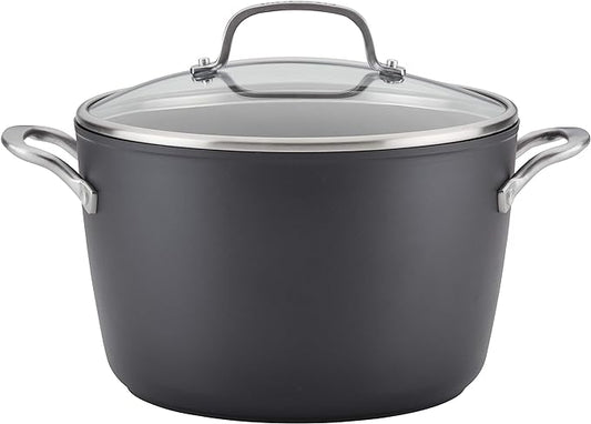 KitchenAid Hard Anodized Induction Nonstick Stock Pot/Stockpot with Lid, 8 Quart, Matte Black