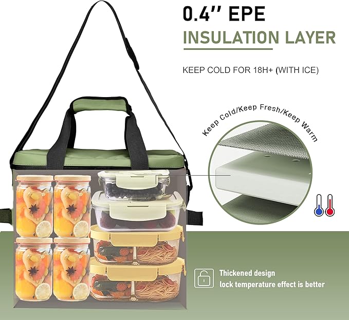 VILLEY Cooler Bag, 30 Cans Insulated Soft Cooler Bag, Large Beach Cooler with Removable Shoulder Strap, Keep Cold/Keep Fresh/Keep Warm, Portable Soft Sided Cooler for Camping Trip Picnic, 20L