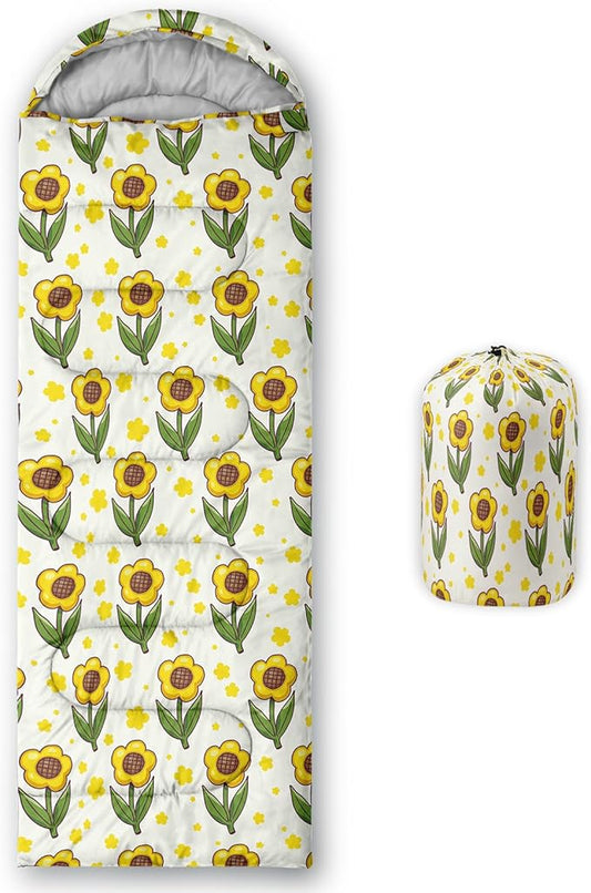 AILONEN Kawaii Puppy Sleeping Bag for Kids Boys Girls,Warm and Cool Weather,Lightweight,Waterproof Backpacking,Cartoon Cute Dog & Duck Animal Themed Blue Sleeping Bag for Camping