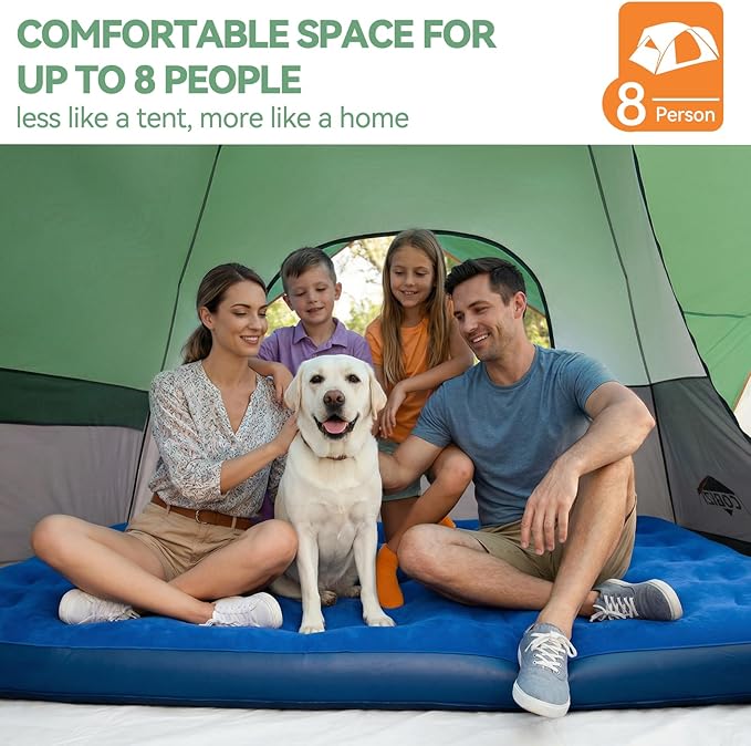 COBIZI 4-6-8-10 Person Camping Tent, Spacious Family Tents for Camping Ideal, Hiking, 3500mm Waterproof Double-Layer Windproof Tent for Hiking & Backpacking
