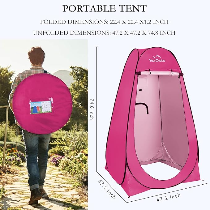 Your Choice Pop Up Privacy Shower Tent - Portable Changing Tent for Camping, Beach & Hiking - 6.2FT Lightweight with Carry Bag, Quick Setup & Full Coverage