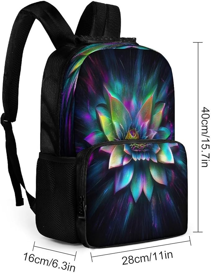 Rucksacks Lightweight Multipurpose Anti-Theft Trippy Lotus Floral Flower Shoulder Bag Large Capacity Business Computer Bag With Smooth Zippers
