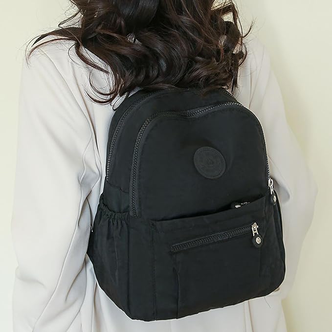 Simple Casual Solid Color Lightweight College Work Backpack Anti Theft Travel Backpack Daypack for Women (Black)